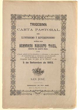 Cartas Pastorales de Bernardo Augusto Thiel Hoffman, II Obispo de San José (1892-1901)